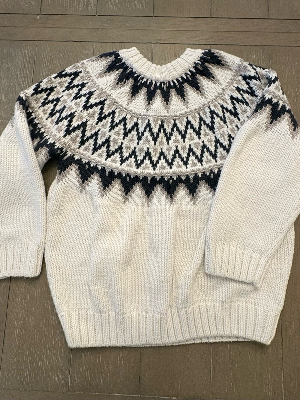 H&M Ivory Fair Isle oversized Crewneck Sweater